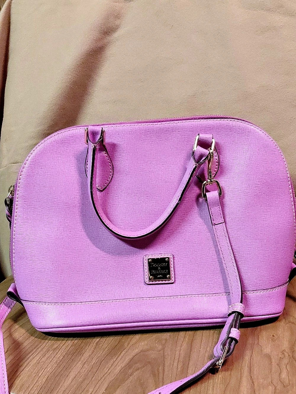 Dooney & Bourke Saffiano Domed Zip Satchel Pink